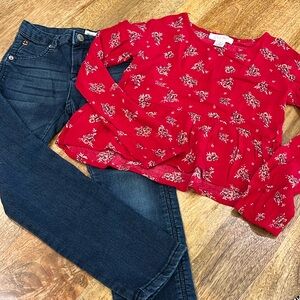Hudson Jeans + cute red top